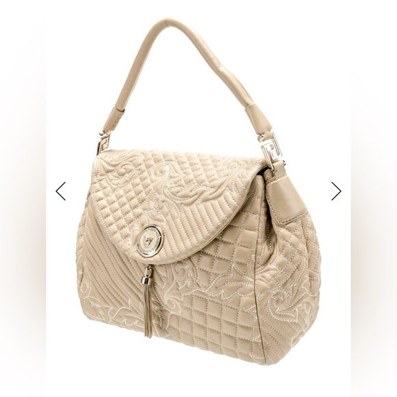 Versace vanitas ivory/cream embroidered leather shoulder bag Medusa #286 - Picture 3 of 8